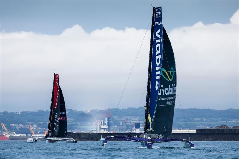 Viabilis follows La Rire Medecin Lamotte into Cherbourg-en-Cotentin, denied first place by a mere 1 minute 26 seconds after two days of racing - 50th Rolex Fastnet Race 2023 - photo © Paul Wyeth / pwpictures.com