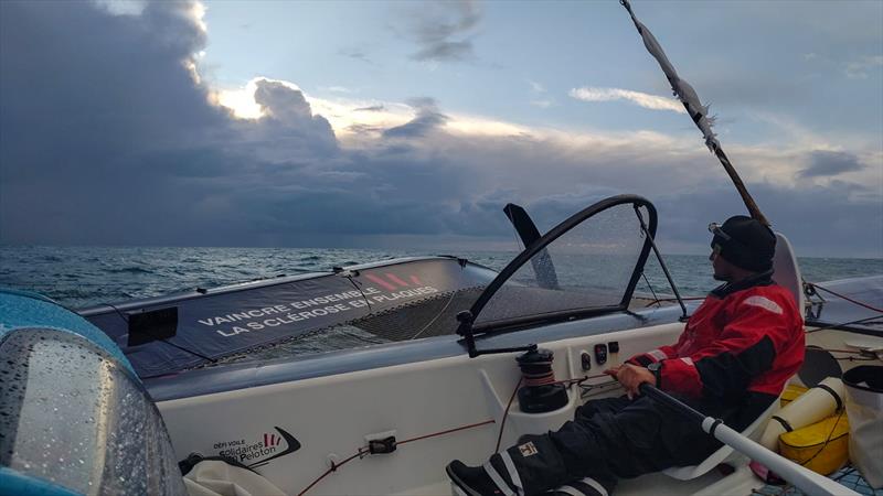 Ocean Fifty boat Solidaires en Peloton, skippers Thibaut Vauchel-Camus and Quentin Vlamynck, during the Transat Jacques Vabre, on October 30,  photo copyright Quentin Vlamynck taken at Yacht Club de France and featuring the OCEAN50 class