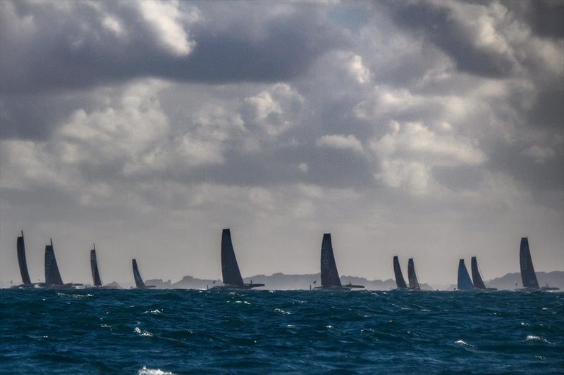 Skippers take the start of the Route du Rhum solo sailing race, off Saint-Malo, on November 9, 2022 - photo © Loic Venance