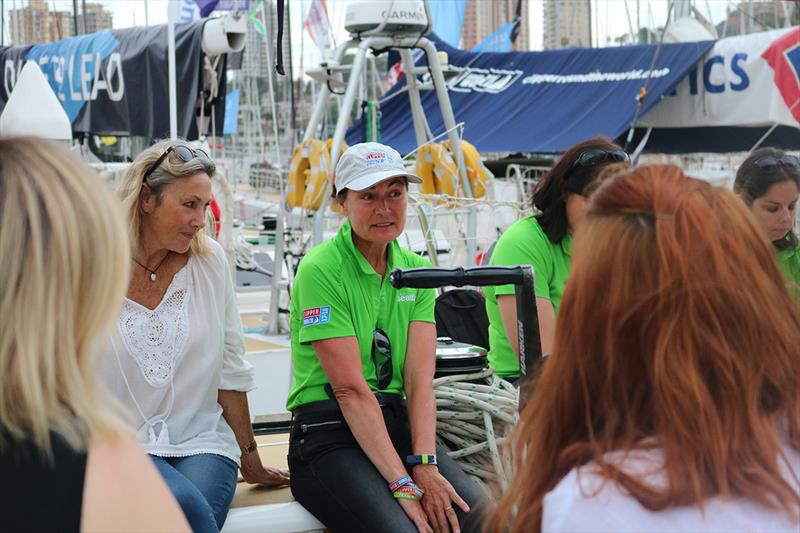 Michelle Marr (left) listens to crew member, Guylaine Chapdelaine (centre) - Clipper Round the World Yacht Race 2017-18 - photo © Clipper Race