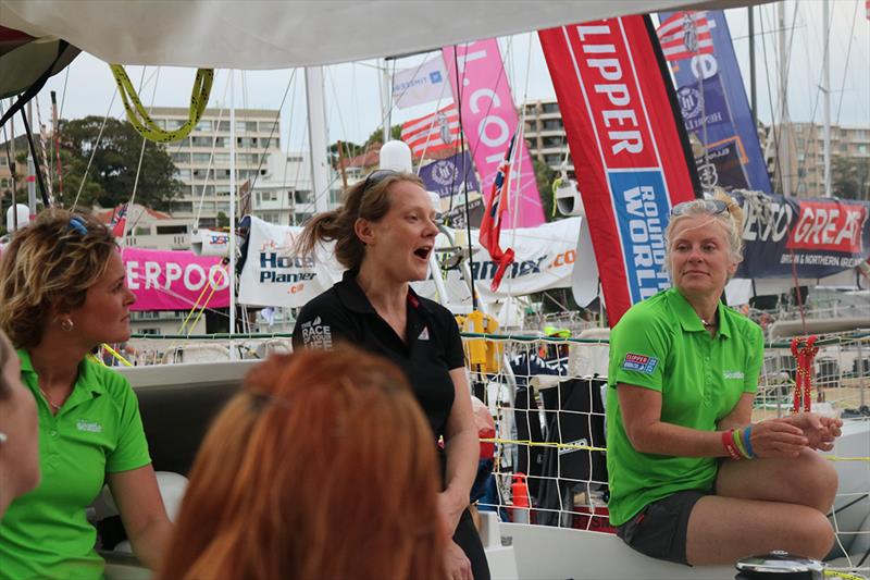 Samantha Cook (centre) talks about her experiences on the Clipper 2013-14 Race. - photo © Clipper Race