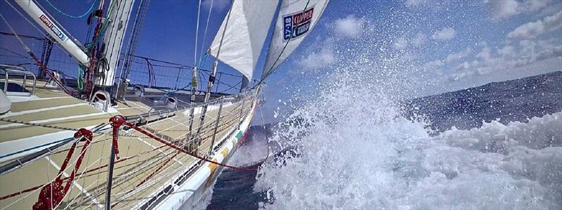 Sanya Serenity Coast bashes upwind through a wave - Clipper Round the World Yacht Race 2017-18 photo copyright Clipper Race taken at  and featuring the Clipper 70 class