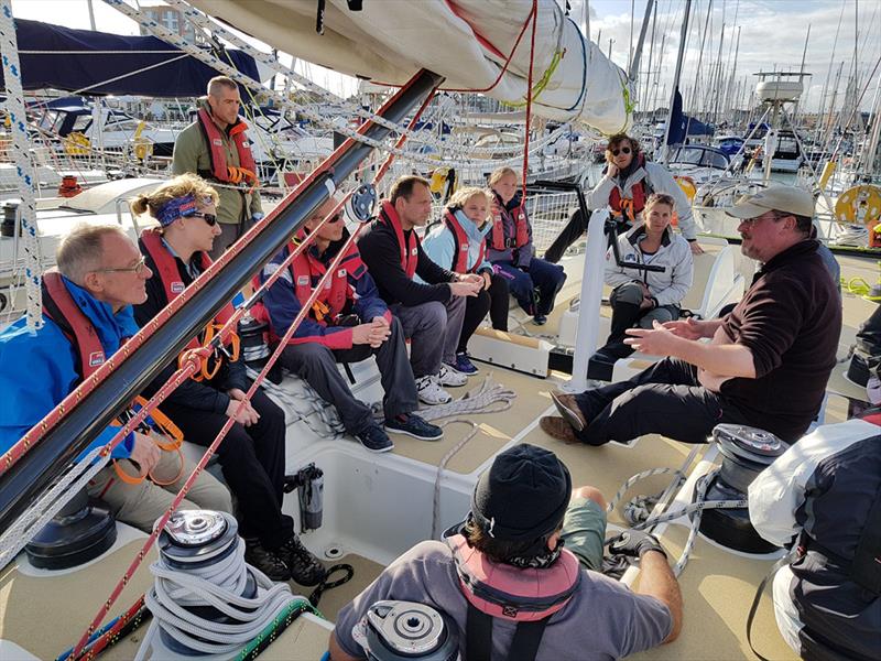 Bex Sims at her Level 1 Training Crew Brief on deck - Clipper Round the World Yacht Race photo copyright Clipper Race taken at  and featuring the Clipper 70 class