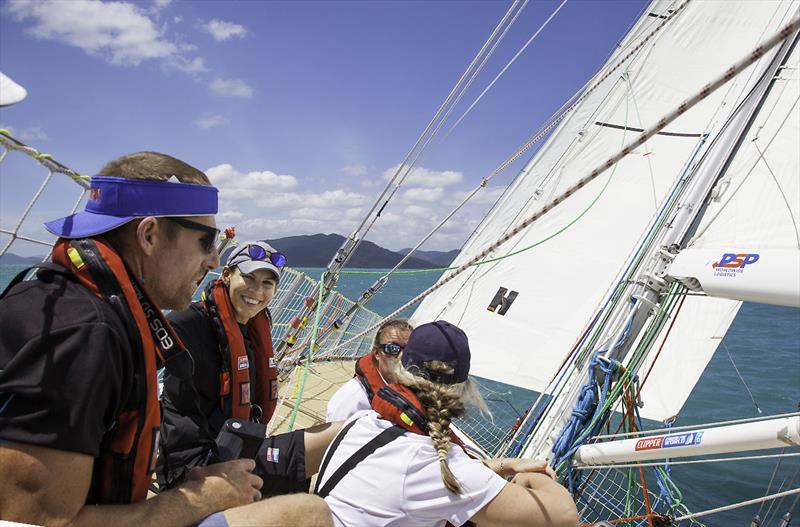 A great day to go yachting - just ask Julia Fry photo copyright John Curnow taken at  and featuring the Clipper 70 class