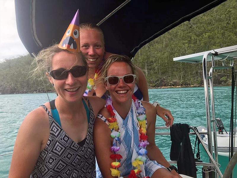 Clipper Race crew Louise, Charlie Garratt and Simone Talfourd cruising in the Whitsundays - photo © Clipper Race