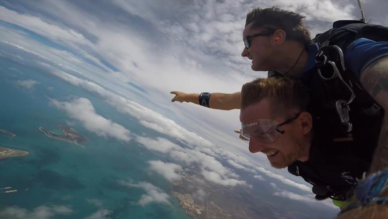 Garmin crew member Michael Brien skydiving in the Whitsundays - photo © Clipper Race