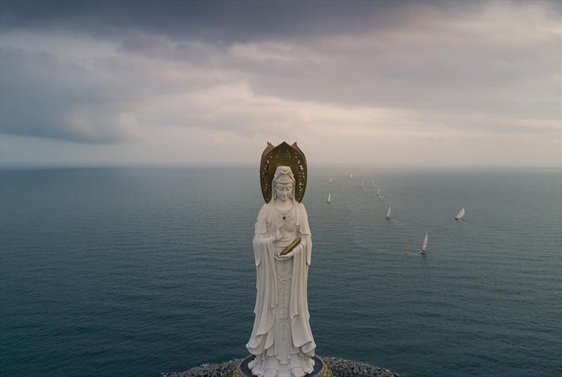 The incredible Guanyin of Nanshan statue and the departing Clipper Race fleet - photo © Clipper Race