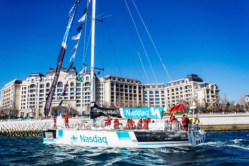 Nasdaq arrives into Wanda Marina - Clipper 2017-18 Round the World Yacht Race photo copyright Clipper Race taken at  and featuring the Clipper 70 class