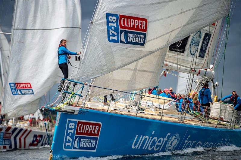 Unicef battles PSP Logistics during the short course race in Elliot Bay photo copyright Ben Solomon taken at  and featuring the Clipper 70 class