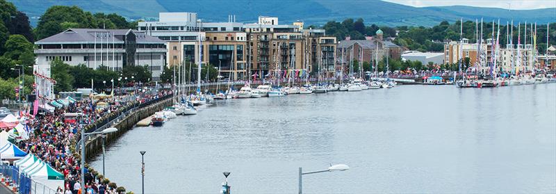 Crowds lining the Foyle to see the Clipper Race yachts in Derry-Londonderry photo copyright Clipper Race taken at  and featuring the Clipper 70 class