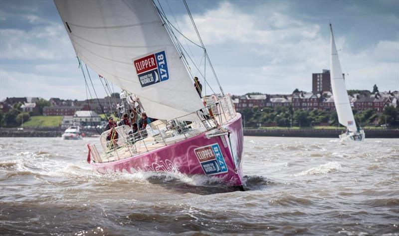 Clipper 2017-18 Race start in  Liverpool photo copyright onEdition taken at  and featuring the Clipper 70 class