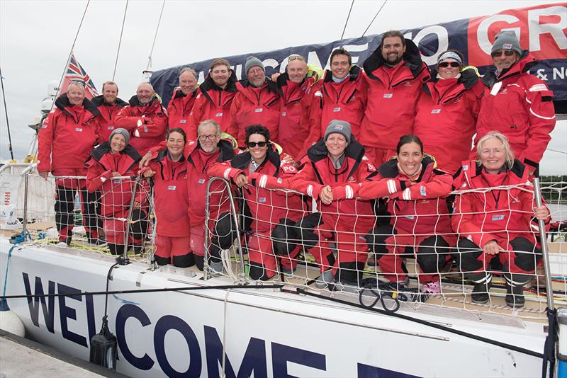 The crew of the Clipper Yacht Great Britain arrive in Derry-Londonderry this morning after completing Race 12, the LegenDerry race from New York as part of the circumnavigation of the world's oceans photo copyright Martin McKeown taken at  and featuring the Clipper 70 class