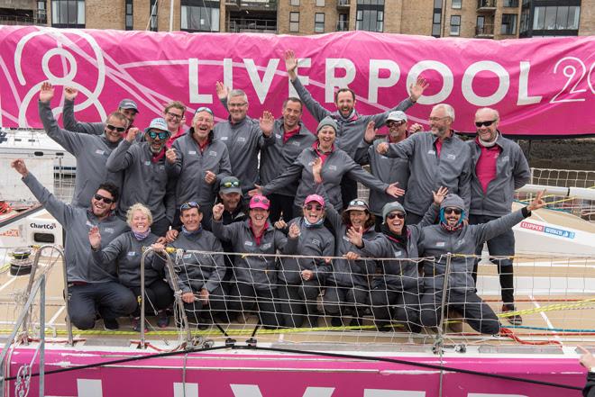 The crew of the Clipper Round the World Yacht Liverpool arrive in Derry-Londonderry on Thursday afternoon after completing their transatlantic race from New York photo copyright Martin McKeown taken at  and featuring the Clipper 70 class