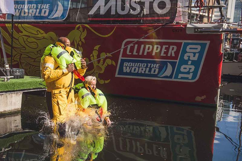 Clipper 2019-20 Race: Donna makes a splash in St Kats, London, during the launch of the Clipper Race Musto partnership photo copyright Martin Allen Photography taken at  and featuring the Clipper 70 class