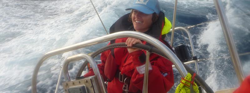 Lisa Blair helming on board Gold Coast Australia during Clipper 2011-12 Race photo copyright Clipper Race taken at  and featuring the Clipper 70 class