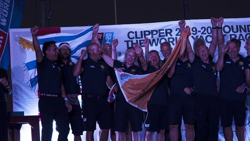 Punta del Este Crowned Winners of First Race at Sunset Prizegiving photo copyright Clipper Race taken at  and featuring the Clipper 70 class