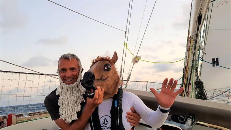 Skipper Guy Waites steps in as King Neptune as the Dare To Lead team cross the equator - The Clipper Race Leg 1 - Race 2, Day 16 photo copyright Clipper Race taken at  and featuring the Clipper 70 class