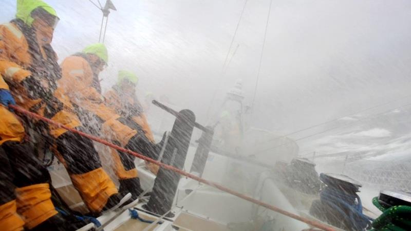 Waves crash over the deck of WTC Logistics - The Clipper Race Leg 2 - Race 3, Day 14 - photo © Clipper Race