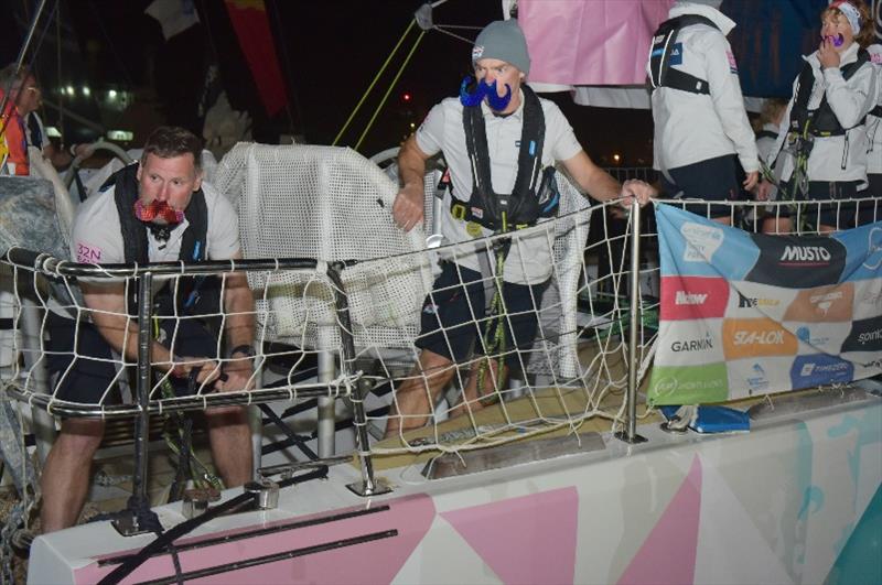 Crew adorned ‘Wavy' inspired mustaches as they arrived into the V&A Waterfront - The Clipper Race Leg 2 - Race 3, Day 18 photo copyright Clipper Race taken at  and featuring the Clipper 70 class