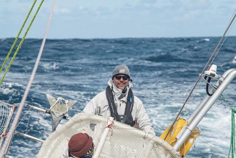 Zhuhai crew member, Chris, at the helm - The Clipper Race Leg 3 - Race 4, Day 16 - photo © Clipper Race