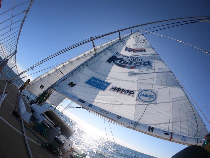 Checking the sail trim on Imagine your Korea - The Clipper Race Leg 4 - Race 5, Day 12 - photo © Chris Jack