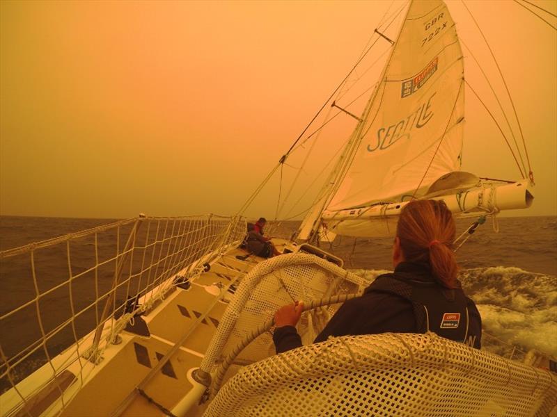 Onboard Seattle - WildFires smoke twilight - The Clipper Race Leg 4, Race 5, Day 14 - photo © Clipper Race