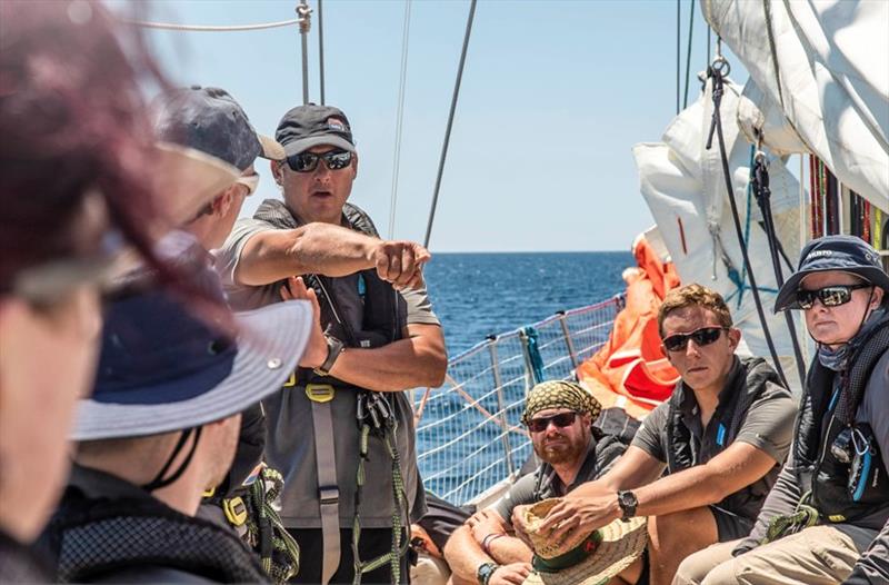 Discussing tactics on board Unicef - The Clipper Race Leg 6 - Race 9, Day 1 photo copyright Clipper Race taken at  and featuring the Clipper 70 class