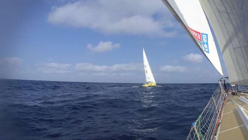 On the tail of Punta del Este, shot from Dare To Lead - The Clipper Race Leg 6 - Race 9, Day 3 - photo © Clipper Race