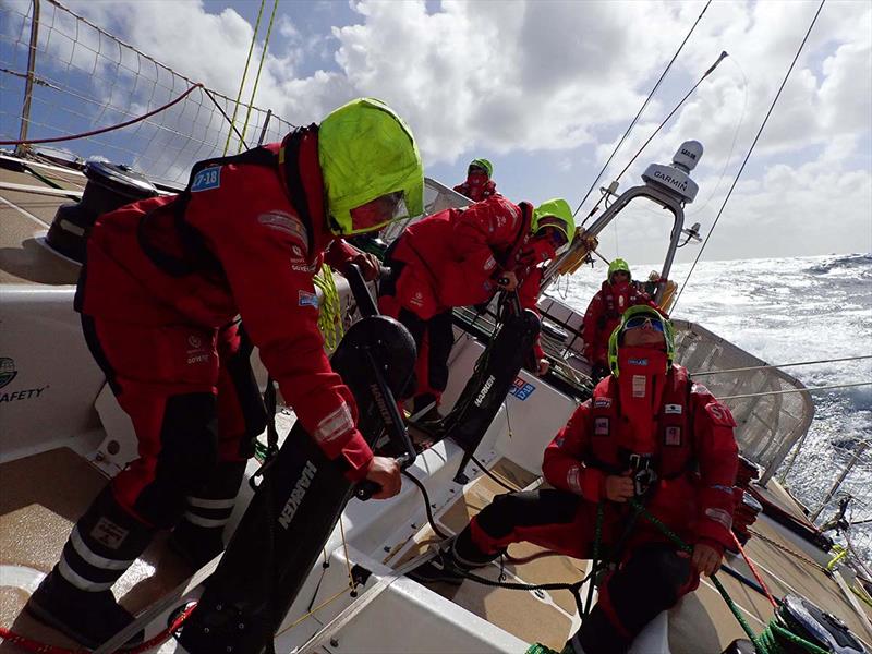 The Garmin team during the Clipper 2017-18 Race photo copyright Clipper Race taken at  and featuring the Clipper 70 class