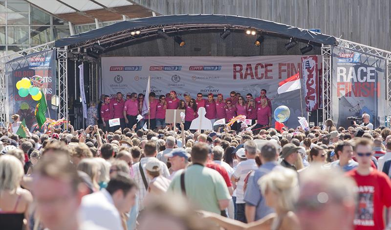 The Derry-Londonderry team welcomed home by supporters Race 15 is the final race of this edition of the Clipper Race and as all ten yacht entries complete their circumnavigation in Southampton on Sunday 22 July photo copyright Clipper Race taken at  and featuring the Clipper 70 class