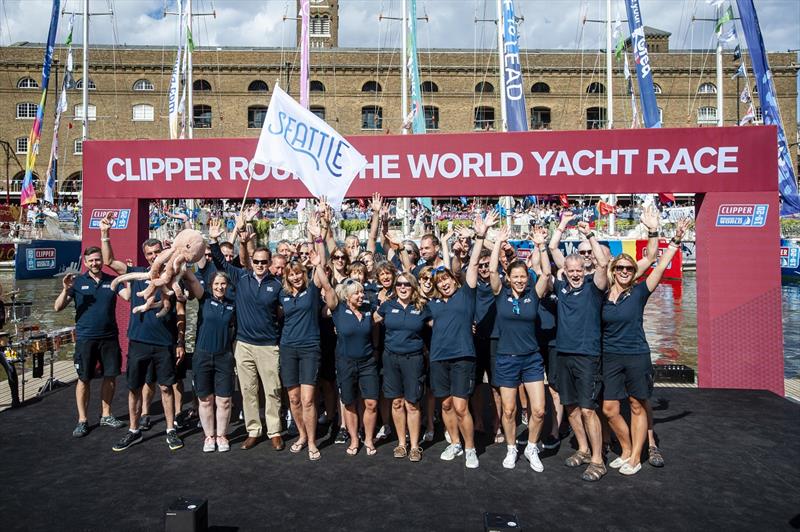 Seattle take to the stage at St Katharine Docks photo copyright Jason Bye - www.jasonbye.com taken at  and featuring the Clipper 70 class