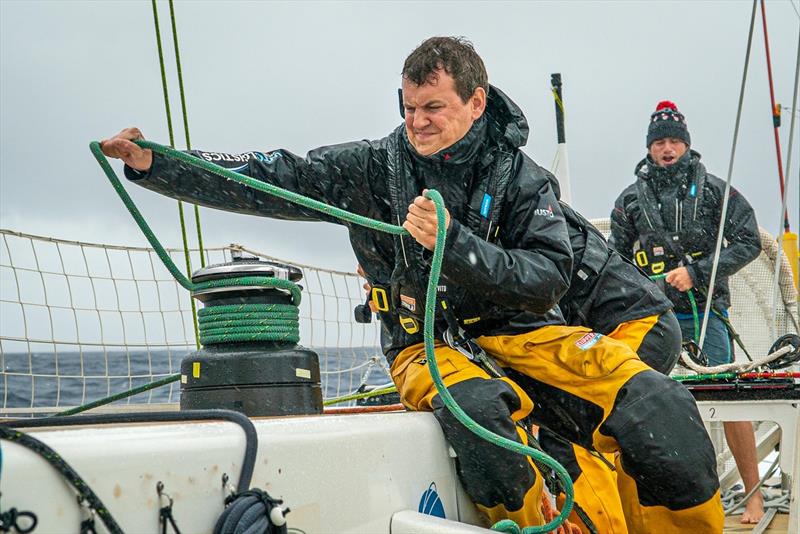 Clipper Race Leg 5 - Ben Deifel working on a winch photo copyright Maeva Bardy taken at  and featuring the Clipper 70 class