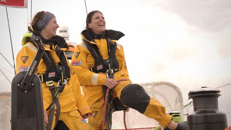 Clipper Race crew Carola and Jo Korea photo copyright Barry Goble taken at  and featuring the Clipper 70 class