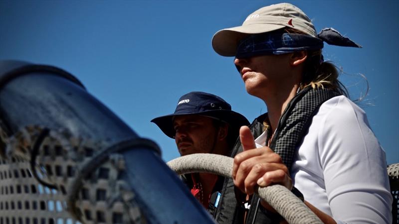 Clipper Race crew Sam and Carola Korea Blind Helming photo copyright Barry Goble taken at  and featuring the Clipper 70 class