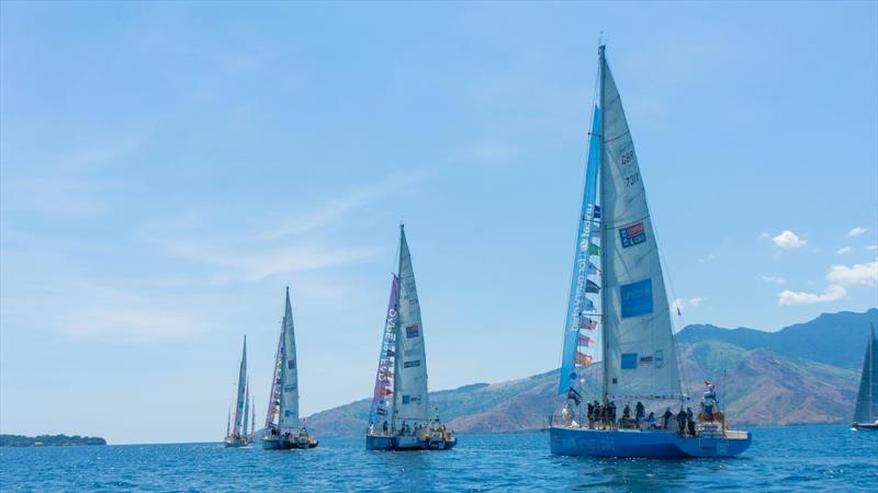 The Clipper Race fleet perform a Parade of Sail on departure day - photo © Clipper Ventures