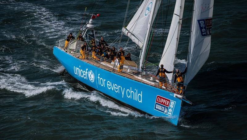 Unicef crossed the finish line just two hours and 53 minutes after WTC Logistics - photo © Clipper Ventures