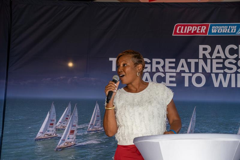 Interim CEO of Bermuda Tourism Authority, Tracey Berkeley - Clipper Race Leg 7 prizegiving photo copyright Burnt House taken at Royal Bermuda Yacht Club and featuring the Clipper 70 class