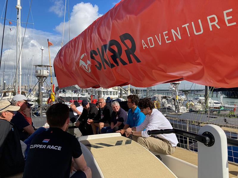 SKIRR Adventures - Crew briefing on departure day photo copyright Clipper Race taken at  and featuring the Clipper 70 class