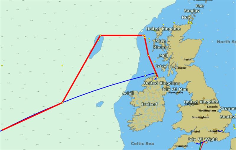 Clipper Race 14 course extension. Blue line original route and red line new course extension photo copyright Clipper Race taken at  and featuring the Clipper 70 class