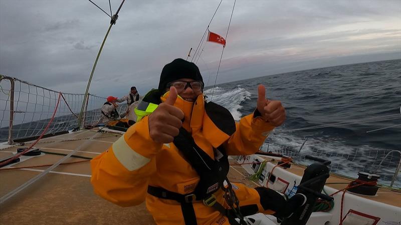 Clipper Race 14: GoToBermuda Race Crew Els Sturm enjoying the North Atlantic gales - photo © Clipper Race