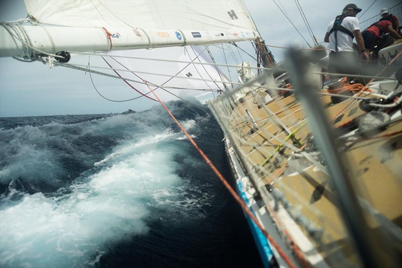 Clipper Race 14: WTC Logistics tearing through the North Atlantic on Race 14 photo copyright Clipper Race taken at  and featuring the Clipper 70 class