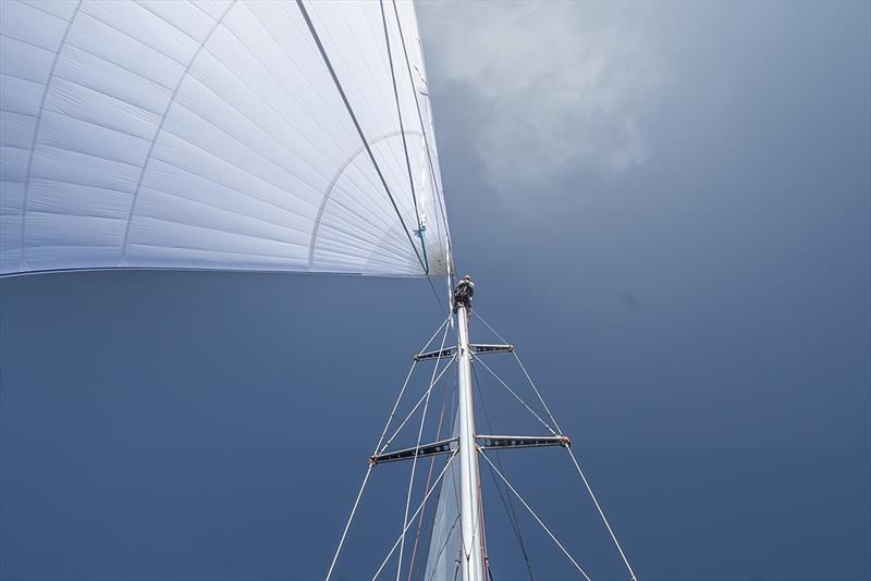 AQP of Zhuhai, James Finney, climbs the mast during the Clipper 2019-20 Race photo copyright Clipper Race taken at  and featuring the Clipper 70 class