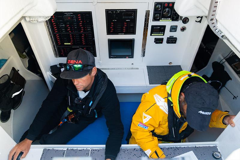 Clipper Race 3 Day 9 - Plotting tactics in the Nav Station of Dare To Lead photo copyright OBR Meredith taken at  and featuring the Clipper 70 class