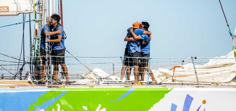 Hugs as Zhuhai cross the Finish Line - Race 5: Sta-Lok Endurance Test  - photo © Clipper Race