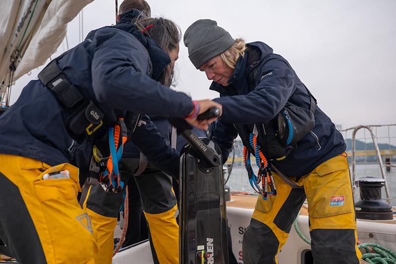 From on board PSP Logistics at Race Start photo copyright Jimmy Horel / 16 Degrees South / Clipper Race taken at  and featuring the Clipper 70 class