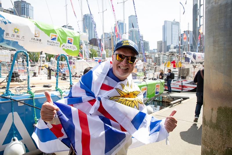 Supporters on the pontoon waving off their teams - Clipper Race 11 photo copyright Jean-Marcus Strole Photography taken at  and featuring the Clipper 70 class