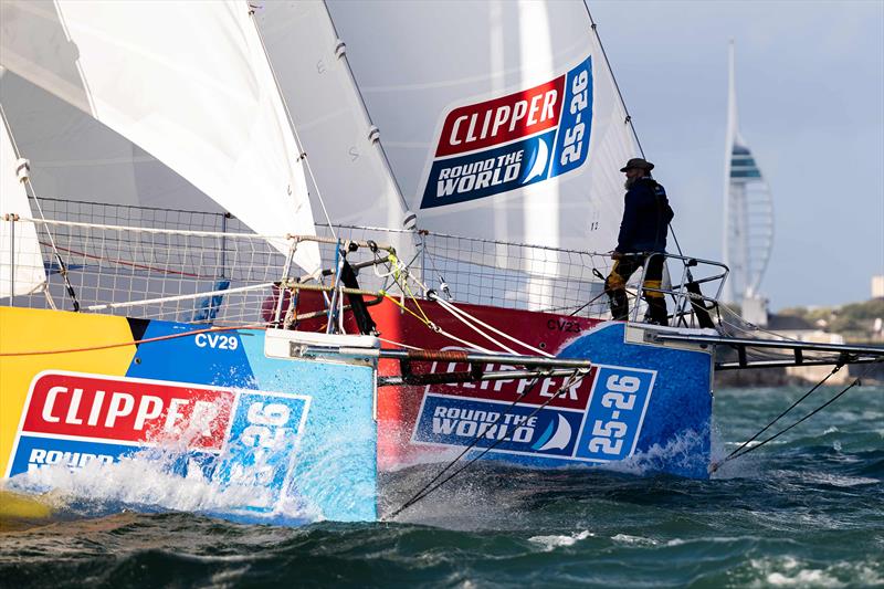 The Clipper 2025-26 Race departed under Portsmouth's Spinnaker Tower    - photo © Clipper Ventures