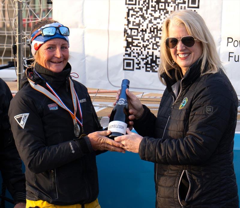 Seattle Sports Commission's Beth Knox (right) congratulates winning Team Skipper of the Power of Seattle Sports team yacht Angela Brandsma (left) - photo © Clipper Ventures