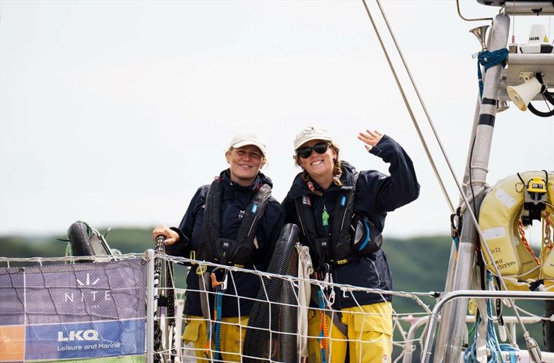 Team Scotland professional pairing Heather Thomas (Skipper) and Millie Apperley (First Mate) are the first all-female pairing to feature on the Clipper Race podium - photo © Clipper Race