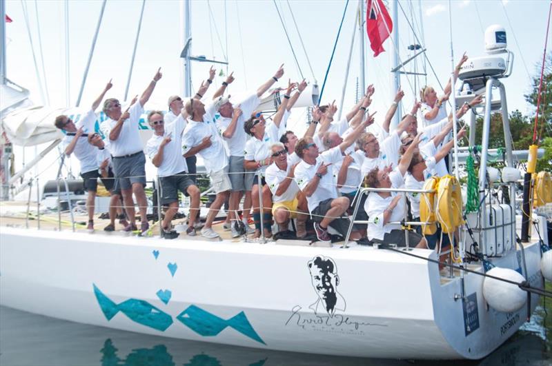 Jamaica Get All Right celebrate line honours in race 2, in Rio, of the Clipper 13-14 Round the World Yacht Race photo copyright Vito di Stefano / Clipper Ventures Plc taken at  and featuring the Clipper Ventures class